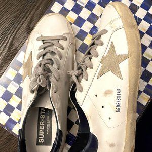 100% Authentic Golden Goose Super-Star White Sneakers Size 42 12 - Like new!